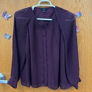 Alfani‎ pleated purple long sleeve blouse